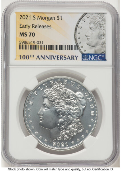 2021-S S$1 Morgan Dollar, MS ER Morgan Label 70 NGC