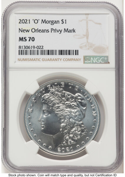 2021-O Privy S$1 Morgan Dollar, MS Brown Label 70 NGC