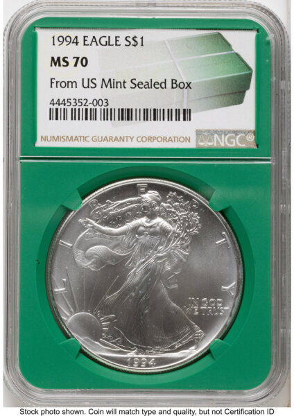 1994 Silver Eagle Monster Box From US Mint Sealed Box Green Core Label 70 NGC