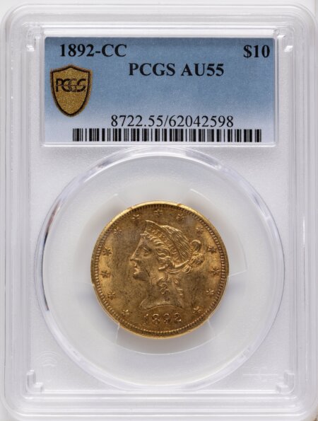 1892-CC $10 PCGS Secure 55 PCGS