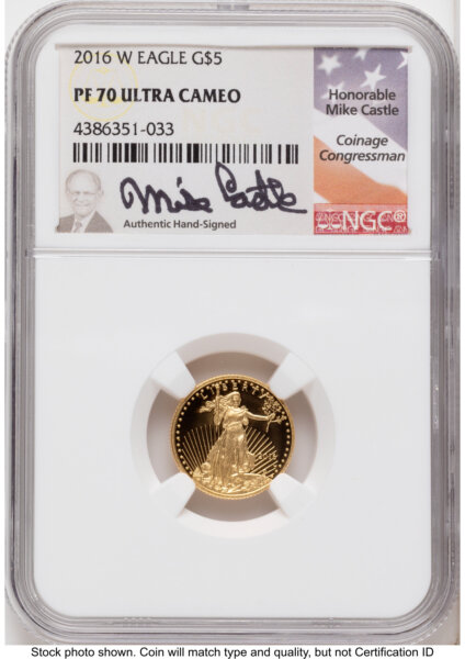 2016-W Proof Gold Eagle 1.85 oz Mike Castle 70 NGC