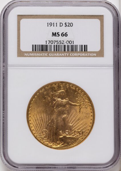 1911-D $20 66 NGC