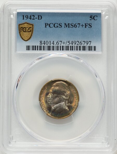 1942-D 5C, FS PCGS Secure PCGS Plus 67 PCGS