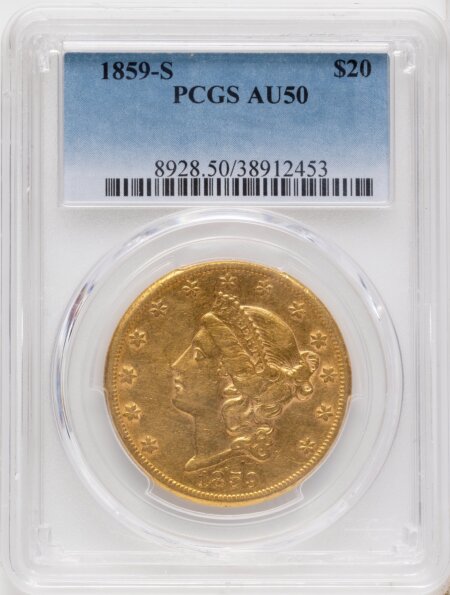 1859-S $20 50 PCGS