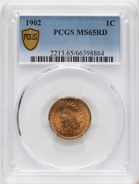 1902 1C, RD PCGS Secure 65 PCGS