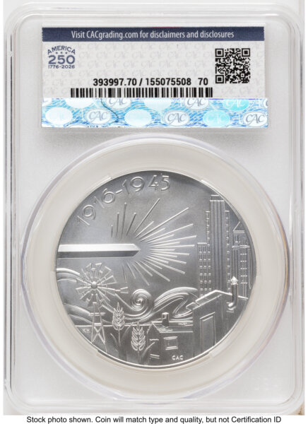 2026 Best of the Mint 1916 Mercury Silver Medal 1 oz First Day of Delivery America 250 Flag Label 70 CACG
