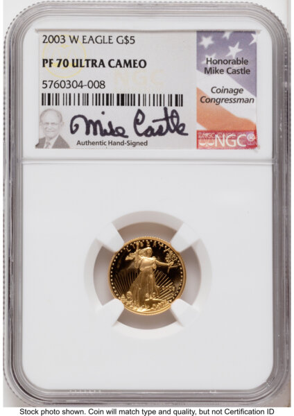 2003-W Proof Gold Eagle 1.85 oz Mike Castle 70 NGC