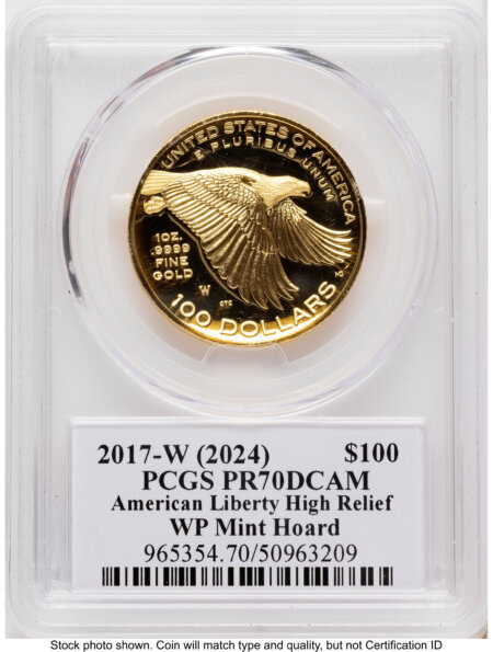 2017-W G$100 American Liberty High Relief, DC WP Mint Hoard Thomas Cleveland 70 PCGS