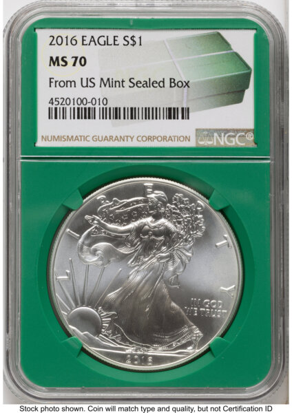 2016 Silver Eagle Monster Box From US Mint Sealed Box Green Core Label 70 NGC