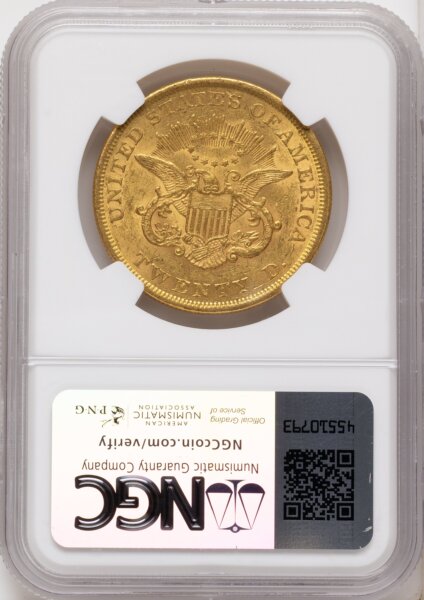 1854 $20 Small Date 55 NGC