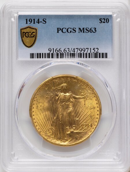 1914-S $20 PCGS Secure 63 PCGS
