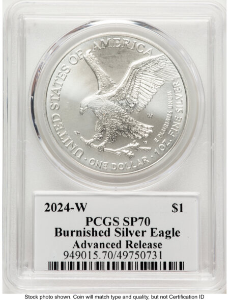 2024-W Burnished Silver Eagle 1 oz AR John Dannreuther 70 PCGS