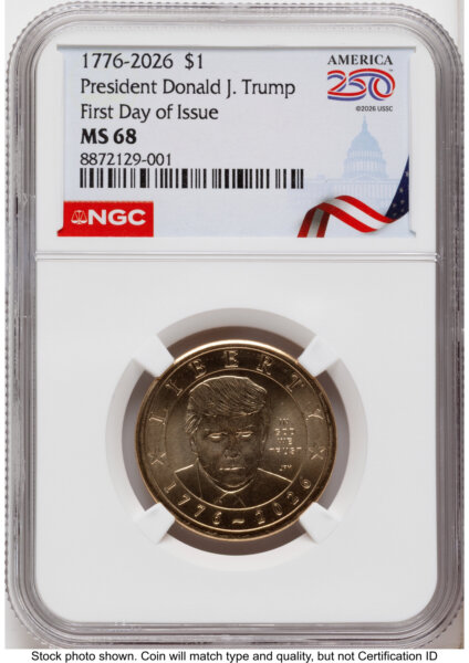 2026 Semiquincentennial President Donald J. Trump $1 FDI America 250 Congress Building Label 68 NGC