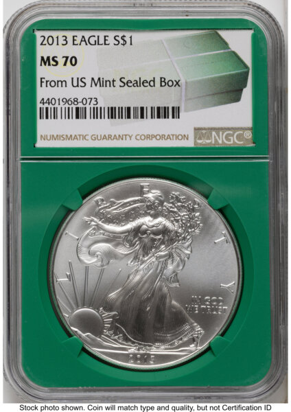 2013 Silver Eagle Monster Box From US Mint Sealed Box Green Core Label 70 NGC