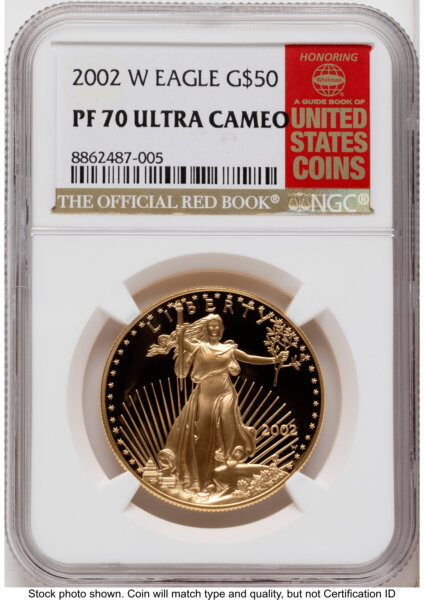 2002-W Proof Gold Eagle 1 oz Red Book 70 NGC