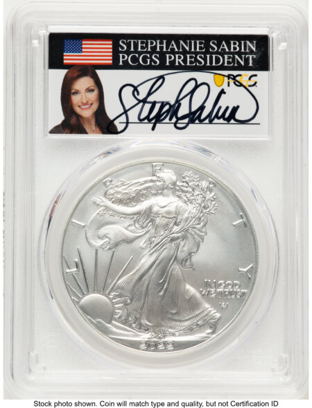 2022-W Burnished Silver Eagle 1 oz AR Stephanie Sabin 70 PCGS