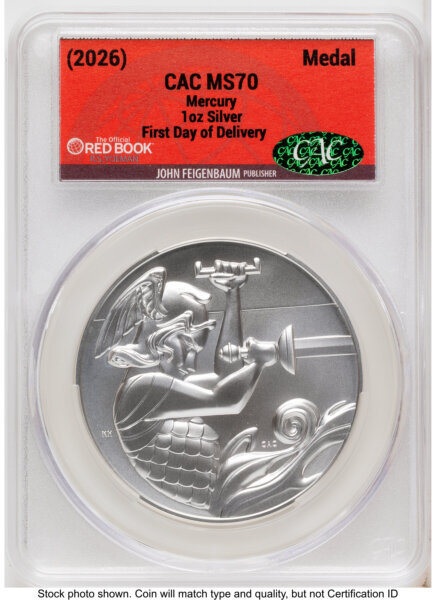 2026 Best of the Mint 1916 Mercury Silver Medal 1 oz First Day of Delivery Red Book 70 CACG