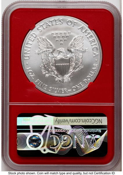 2021-(S) Silver Eagle Type 1 Emergency Production San Francisco Bridge Label From First 50 SF Boxes Red Core 70 NGC