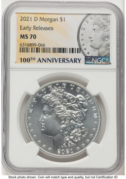 2021-D S$1 Morgan Dollar, MS ER Morgan Label 70 NGC