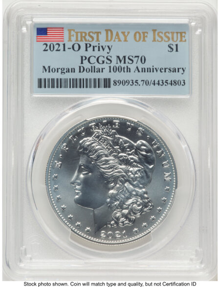 2021-O Privy S$1 Morgan Dollar, MS FDI Flag 70 PCGS