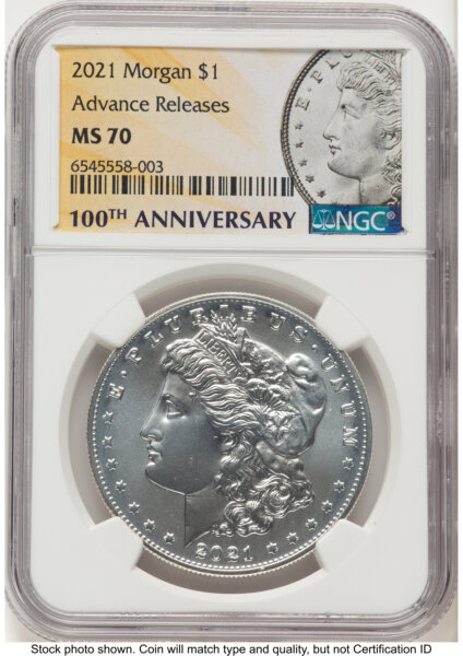 2021 S$1 6 Coin Morgan & Peace Dollar Set, MS AR Morgan/Peace Label 70 NGC