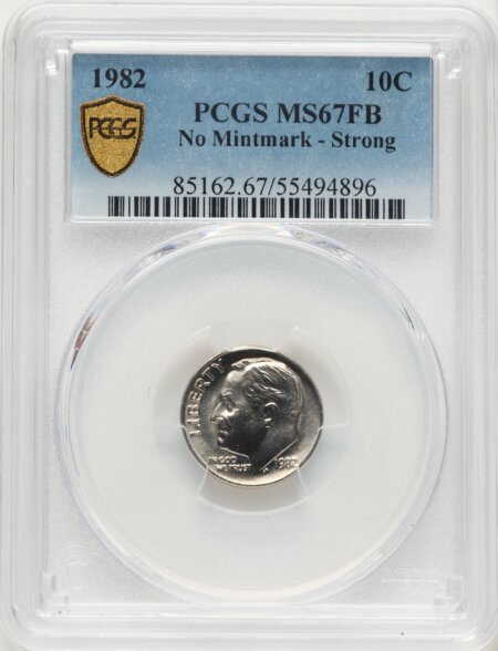 1982 10C NO P, FB PCGS Secure 67 PCGS