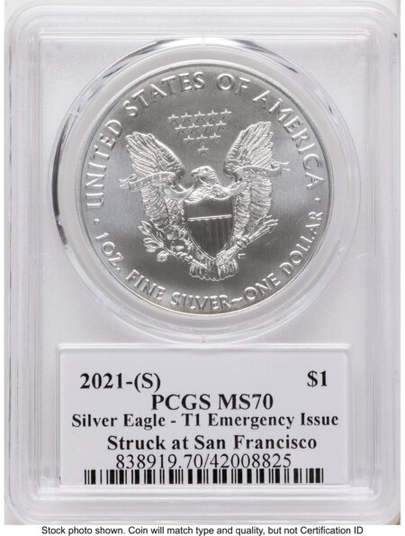 2021-(S) Silver Eagle Type 1 Emergency Production George Casey 70 PCGS
