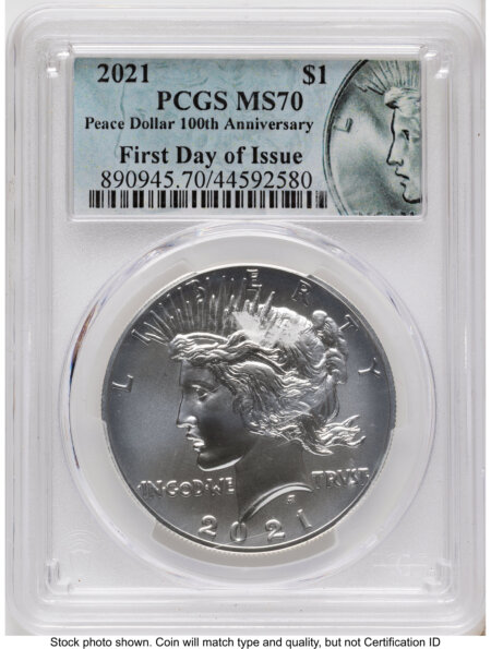 2021 S$1 6 Coin Morgan & Peace Dollar Set, MS FDI Morgan/Peace Label 70 PCGS