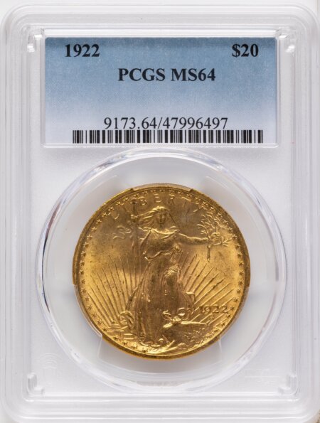 1922 $20 64 PCGS