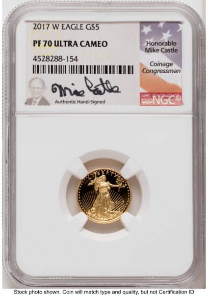 2017-W Proof Gold Eagle 1.85 oz Mike Castle 70 NGC