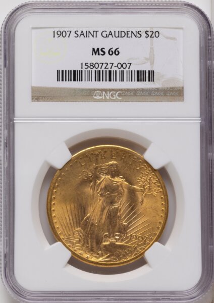 1907 $20 Saint, MS 66 NGC