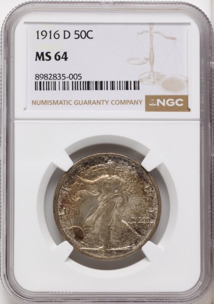 1916-D 50C, MS 64 NGC