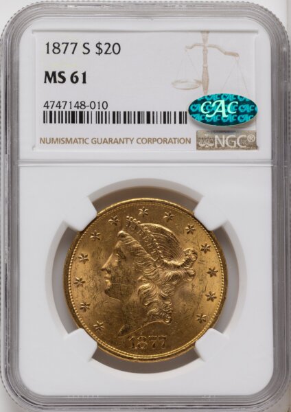 1877-S $20 CAC 61 NGC