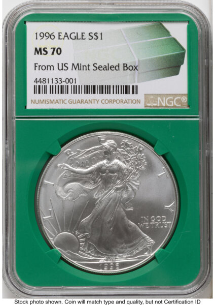 1996 Silver Eagle Monster Box From US Mint Sealed Box Green Core Label 70 NGC