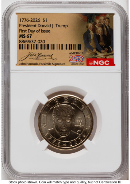 2026 Semiquincentennial President Donald J. Trump $1 FDI America 250 John Hancock Label 67 NGC