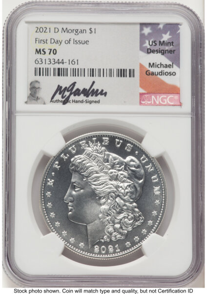 2021-D S$1 Morgan Dollar, MS FDI Michael Gaudioso 70 NGC