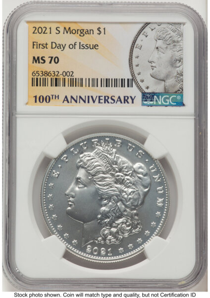2021-S S$1 Morgan Dollar, MS FDI Morgan Label 70 NGC