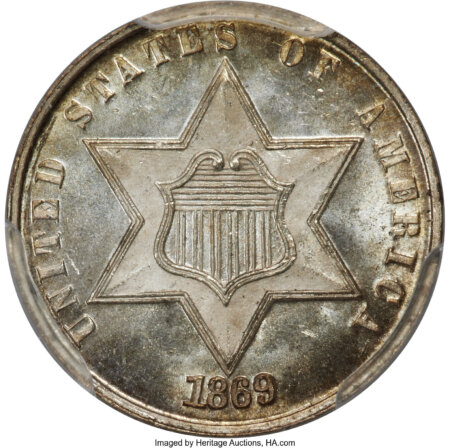 1869 3CS PCGS Secure PCGS Plus 66 PCGS