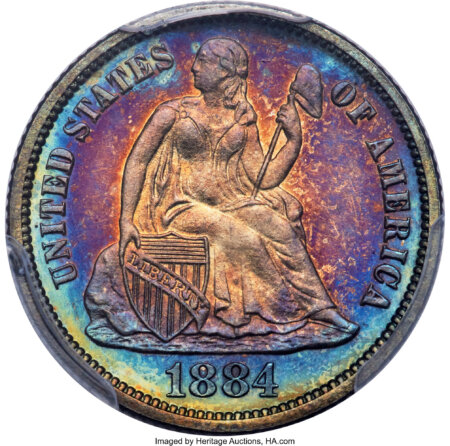 1884 10C, CA CAC PCGS Plus 67 PCGS