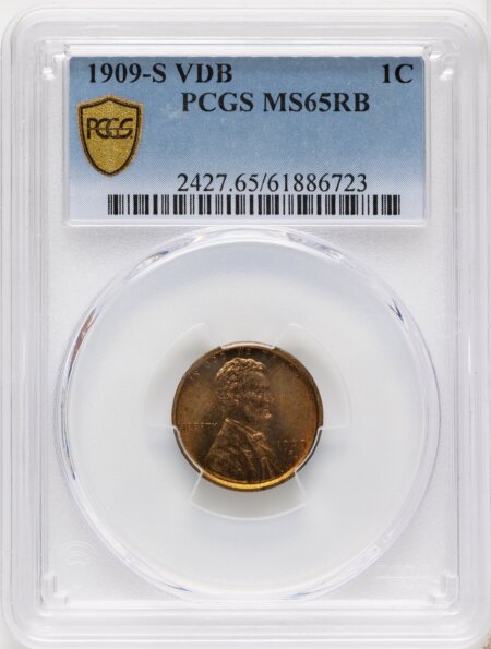 1909-S 1C VDB, RB PCGS Secure 65 PCGS