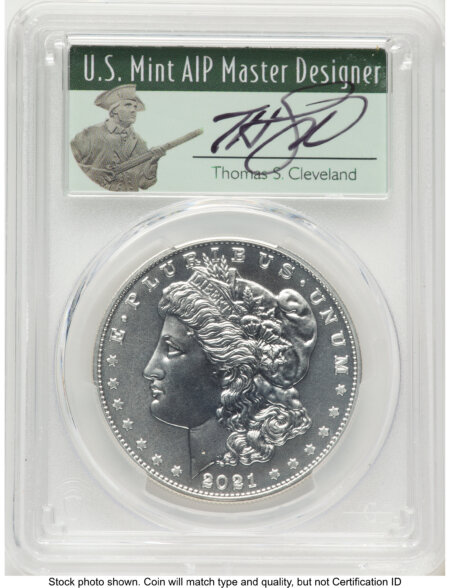 2021-D S$1 Morgan Dollar, MS AR Thomas Cleveland Minuteman 70 PCGS