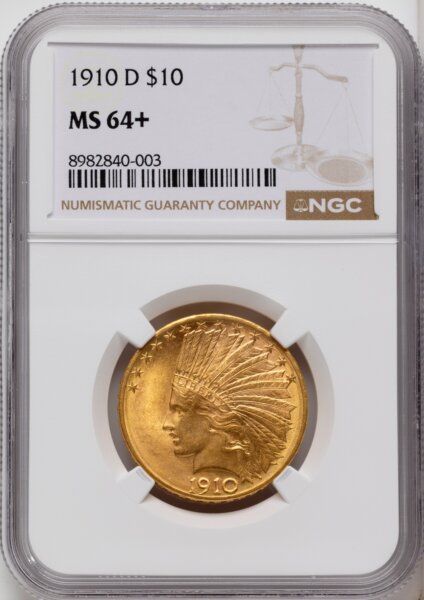 1910-D $10 NGC Plus 64 NGC