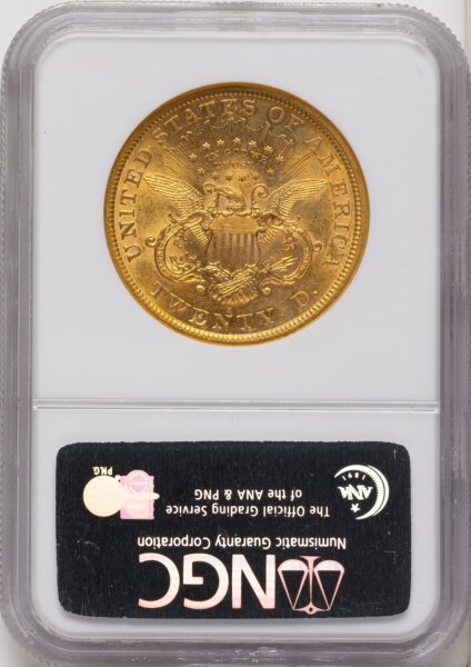1866-S $20 MOTTO 58 NGC