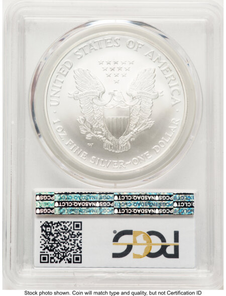 2008-W Reverse of 2007 Burnished Silver Eagle 1 oz Blue Gradient 70 PCGS