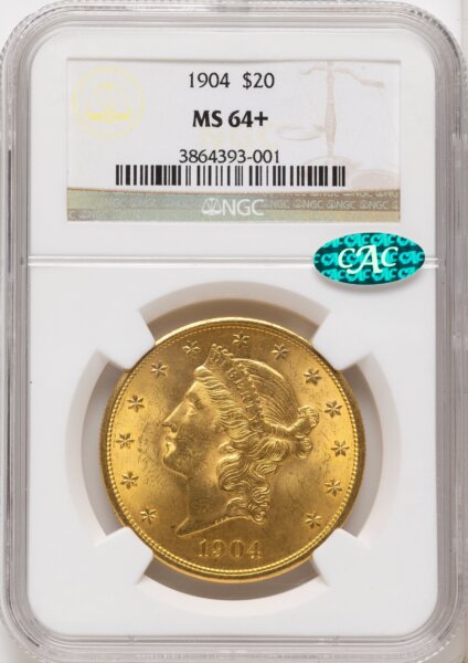 1904 $20 Liberty CAC NGC Plus 64 NGC
