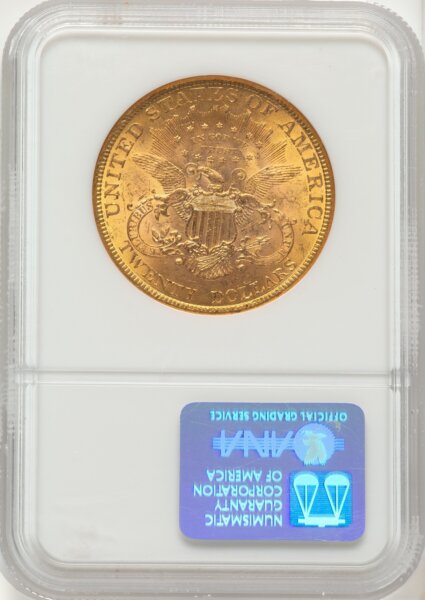 1896 $20 Brown Label 63 NGC