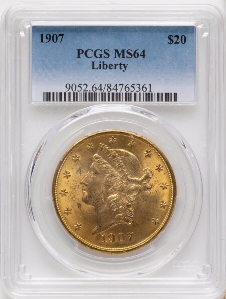 1907 $20 Liberty, MS 64 PCGS