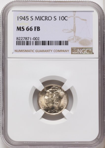 1945-S 10C MICRO S, FB 66 NGC
