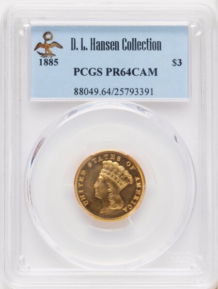 1885 $3, CA 64 PCGS