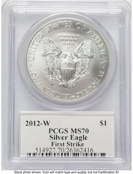2012-W Burnished Silver Eagle 1 oz FS John Mercanti 70 PCGS